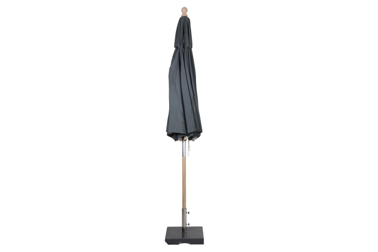 Sonnenschirm Reggio aus Buchenholz und Polyester, modern skandinavisch, Ø 300 cm, grau