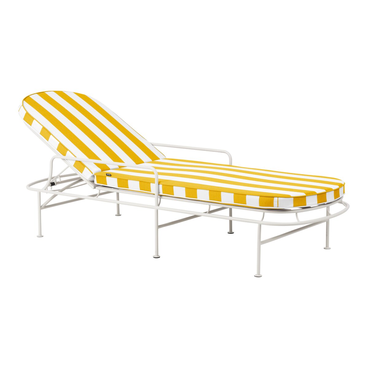 Sonnenliege Arts Weiß/Gelb gestreift - elegante Outdoor-Gartenliege aus Metall & Olefin