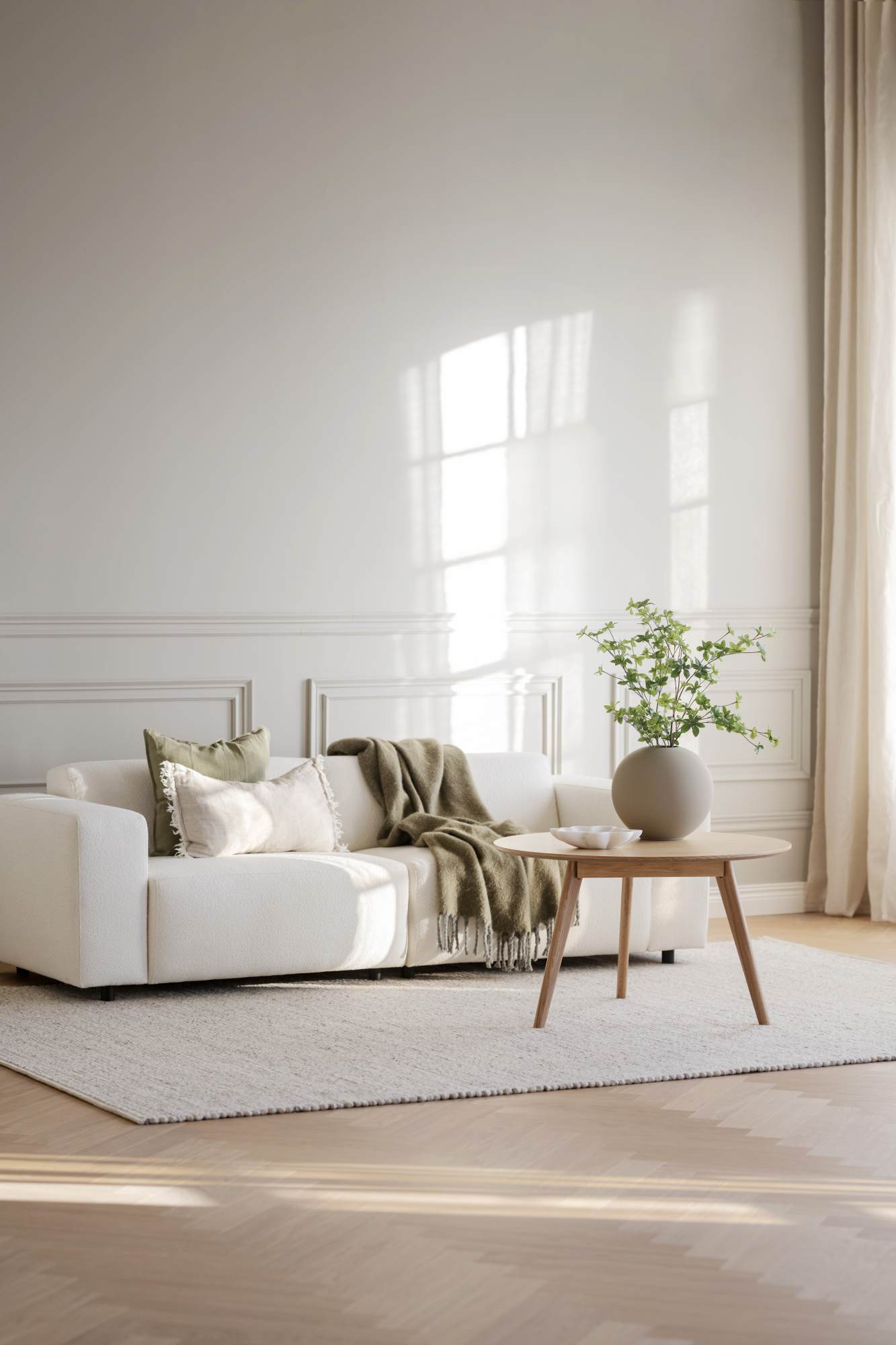 Couchtisch Yumi Rund 90cm, Esche Natur – stilvoller Blickfang für Ihr Zuhause.