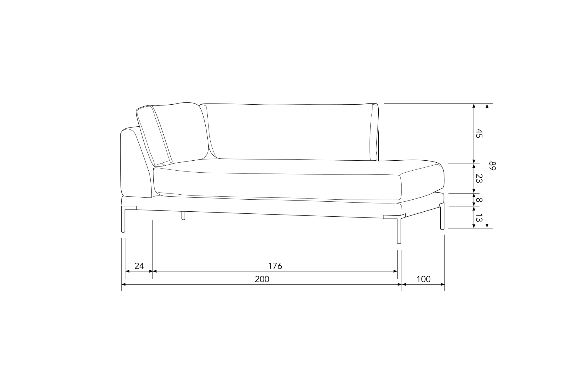 Das Modulsofa Couple Lounge überzeugt mit seinem modernen Design. Das Lounge Element mit der Ausführung Rechts wurde aus Melange Stoff gefertigt, welcher einen einen Taupe Farbton besitzen. Das Gestell ist aus Metall und hat eine schwarze Farbe. Das Eleme