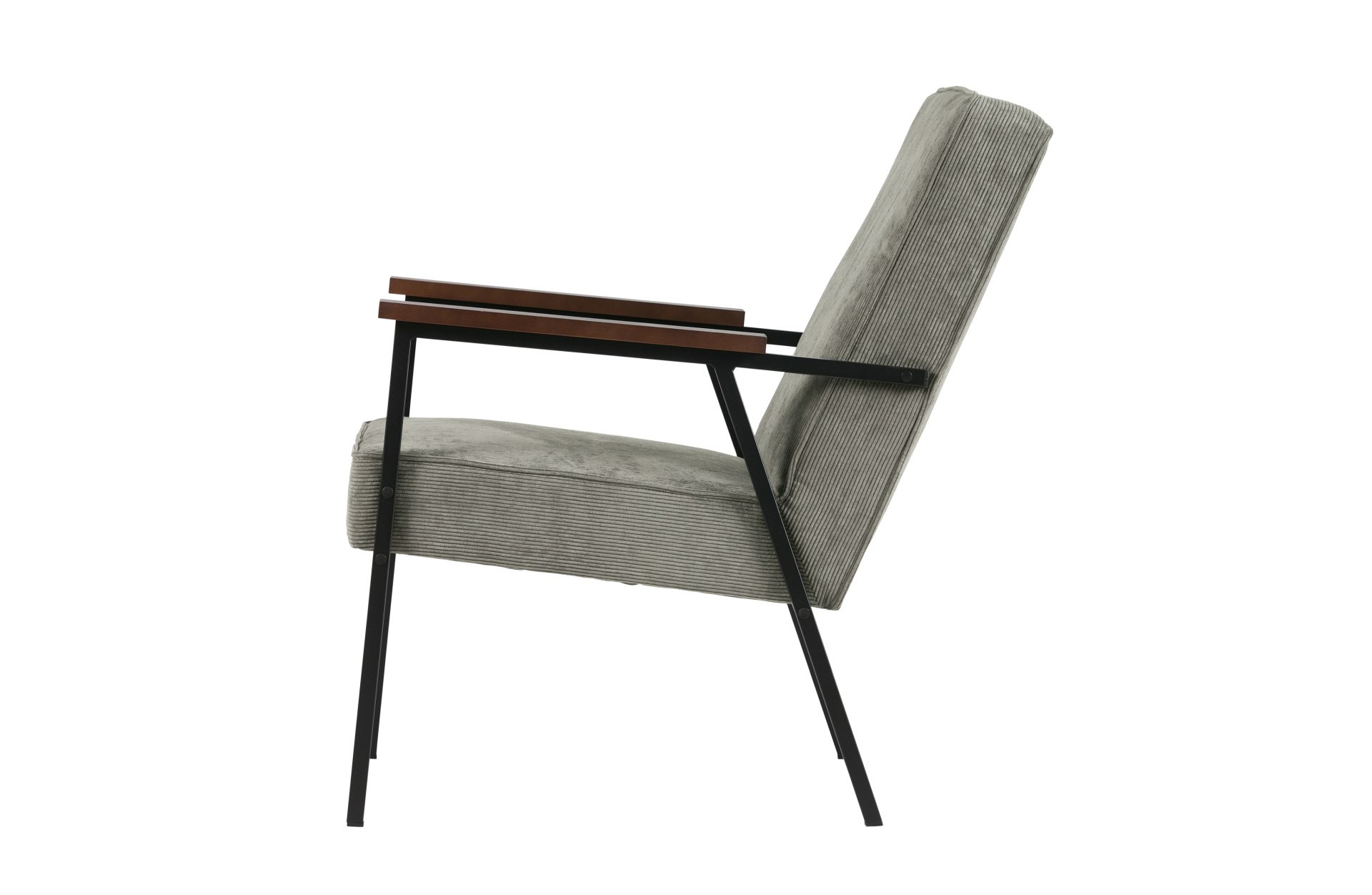 Der Stilvolle Sessel Sally überzeugt mit seinem skandinavisch aber auch modernen Design. Gefertigt wurde der Sessel aus Metall und hat einen Stoffbezug in Cord-Optik. Die zwei Armlehnen sorgen für einen bequemes Sitzen. Der Sessel hat die Farbe Grün.