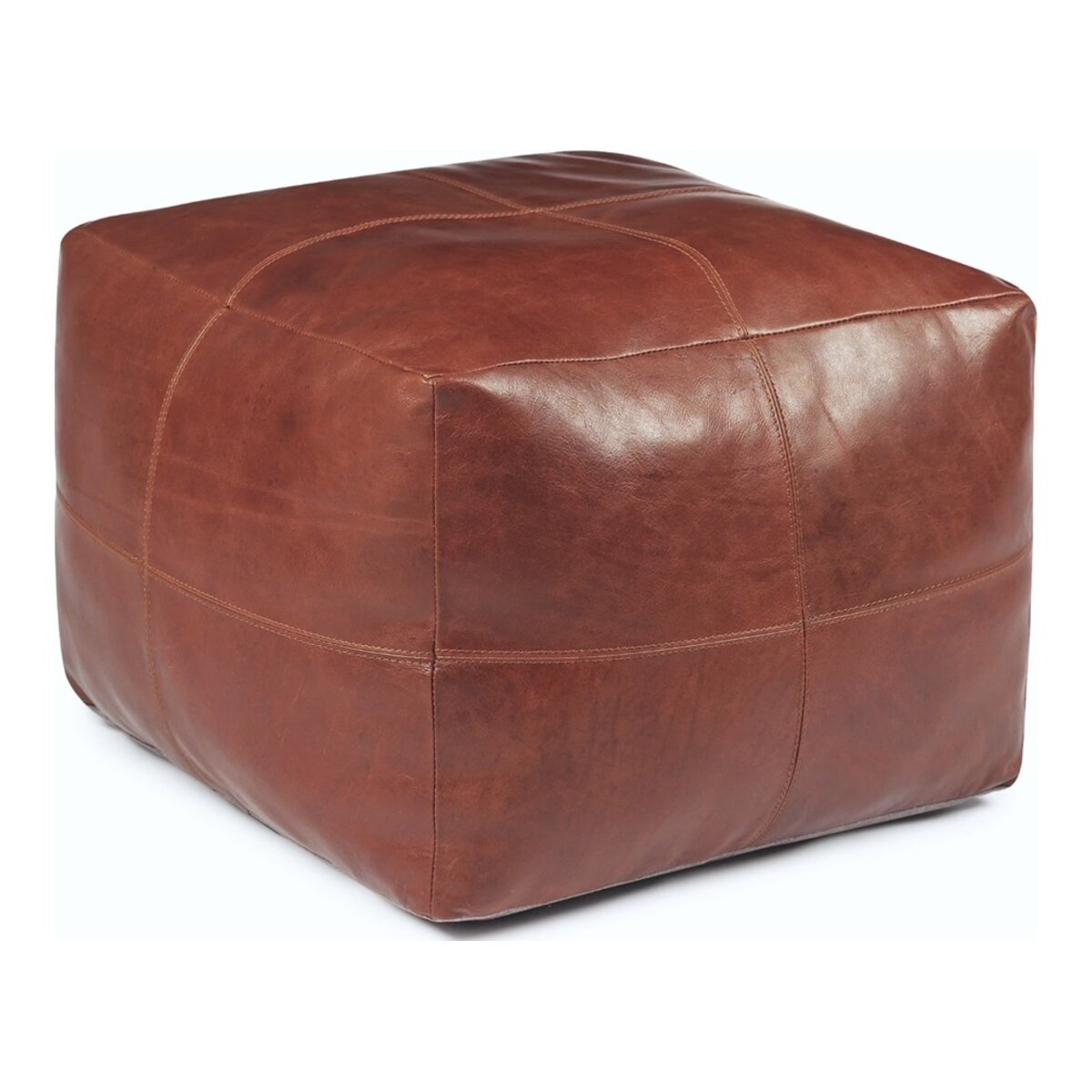Pouf Anneta aus Leder 50x50 cm, Braun