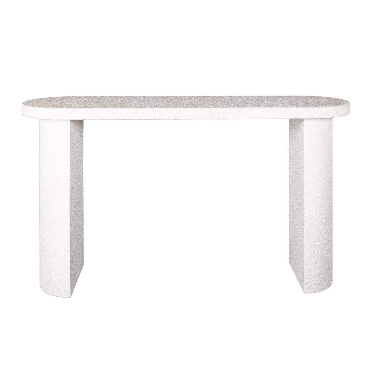 Konsole / Schminktisch Artonira - cremeweißer Marmor-Komposit, 140 cm