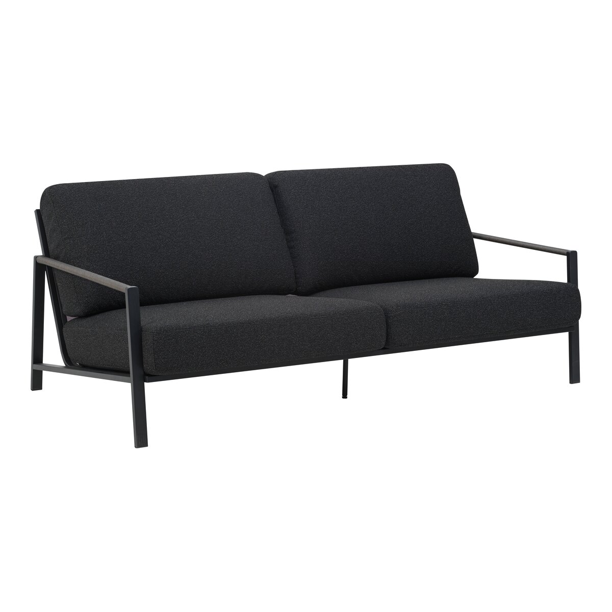 Gartensofa Lyra 2,5-Sitzer, Edelstahl & Teddy-Stoff, Schwarz