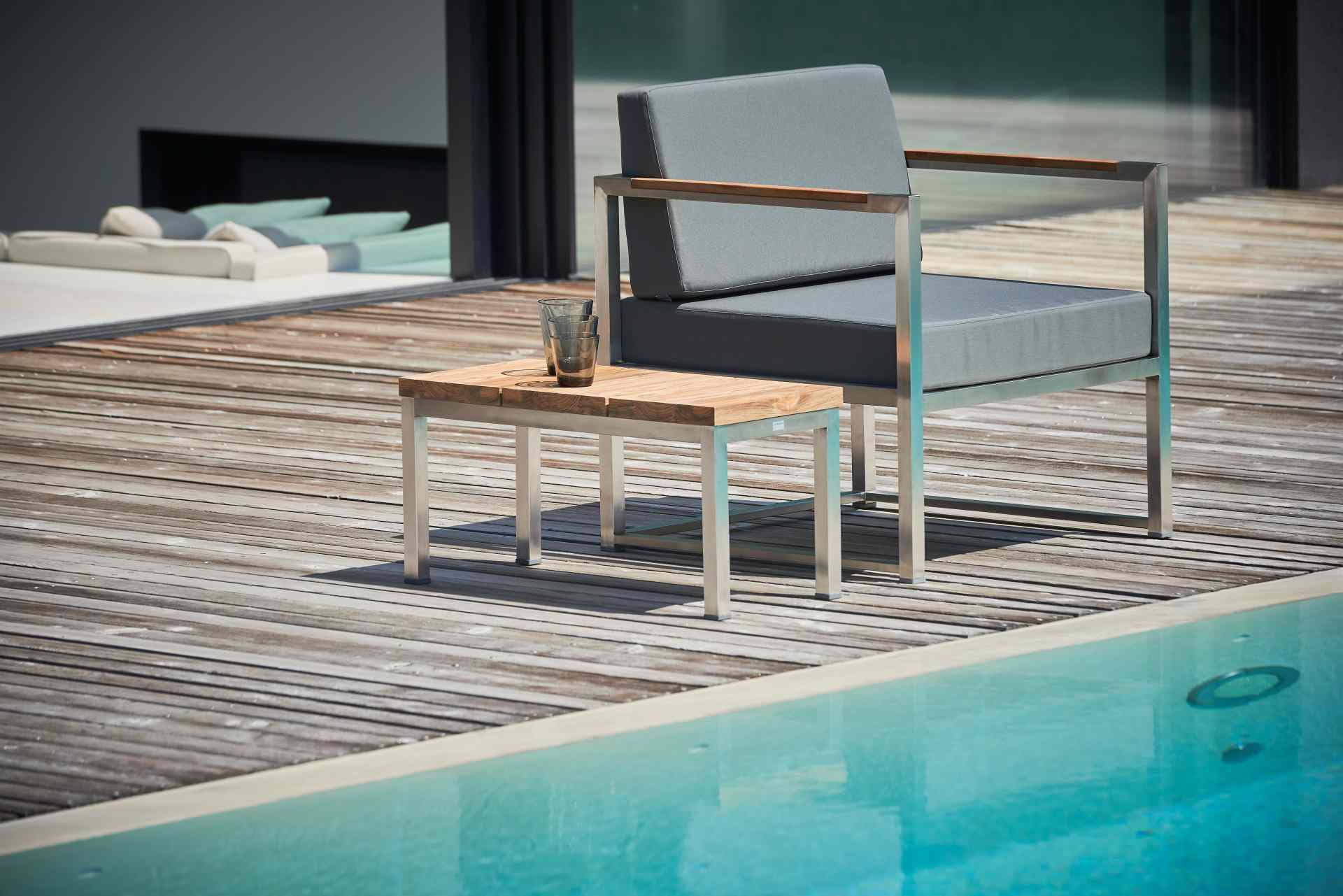 Beistelltisch Lux aus Teakholz, Weiß Beistelltisch Lux aus Teakholz, Weiß