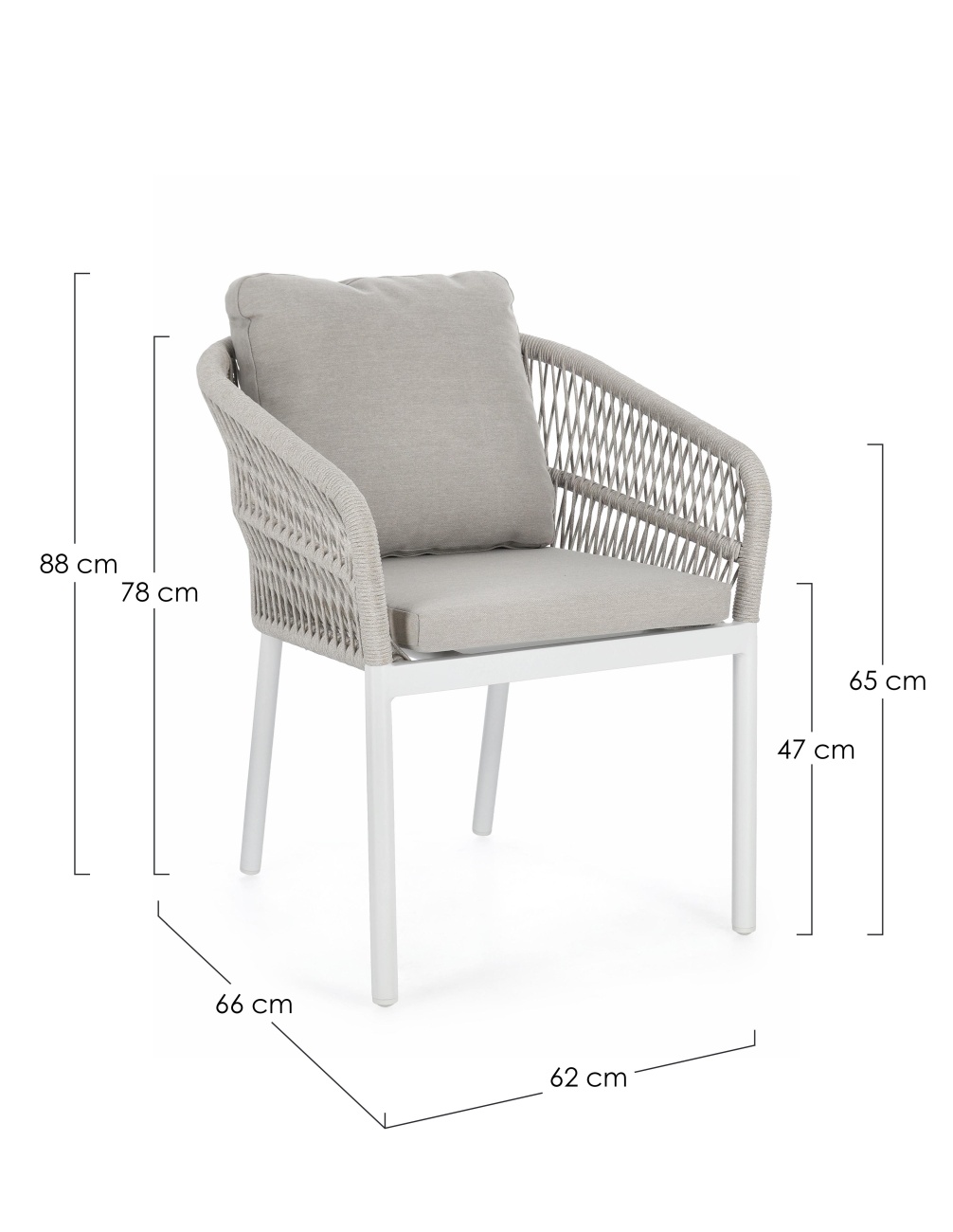 Gartenstuhl Galdana aus Aluminium, Hellgrau / Weiß
