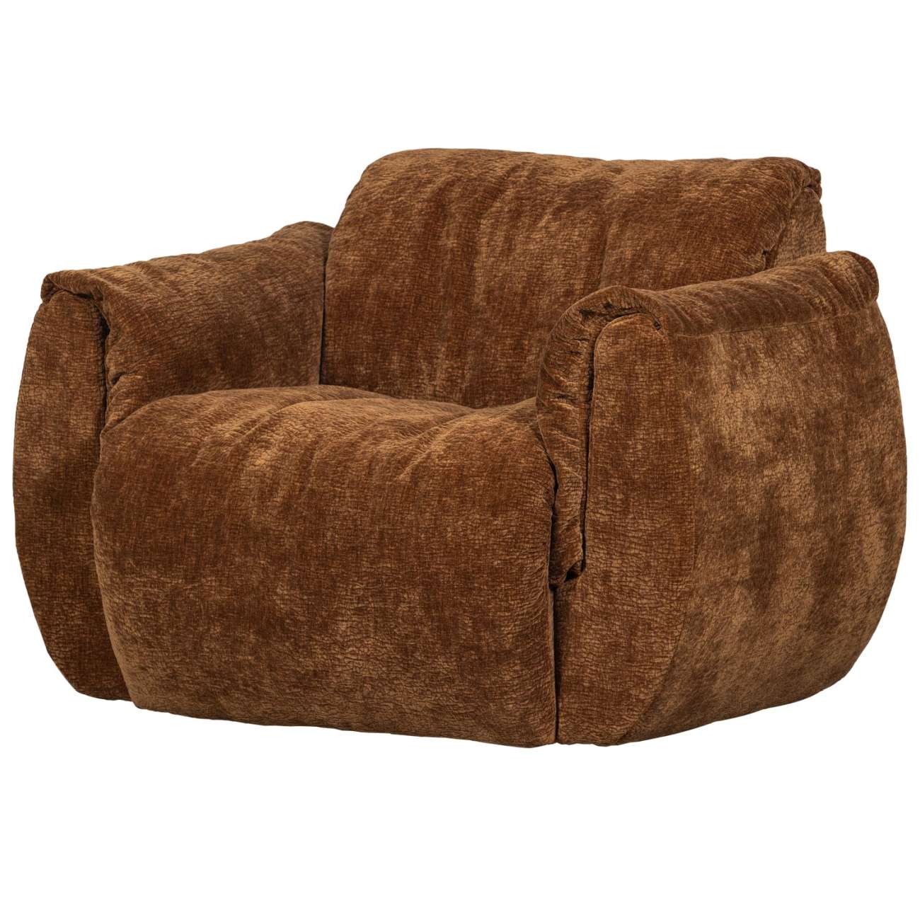 Drehsessel Baggy aus 3D-Chenille-Stoff, Mittelbraun Drehsessel Baggy aus 3D-Chenille-Stoff, Mittelbraun