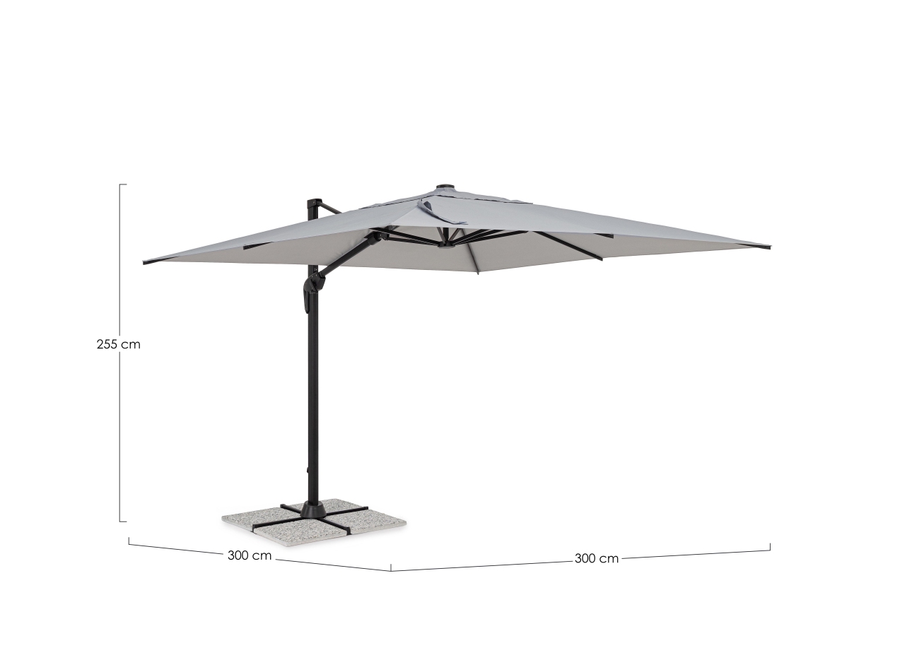Sonnenschirm Vega aus Aluminium 3x3 m, Hellgrau