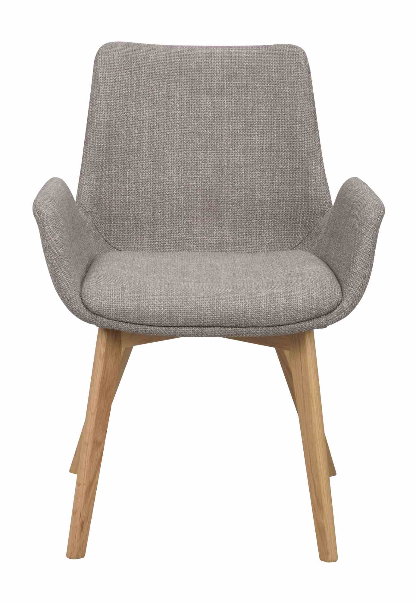 Komfortabel & schön – Stuhl Drimsdale 2er Set mit Armlehne, Grau / Natur.
