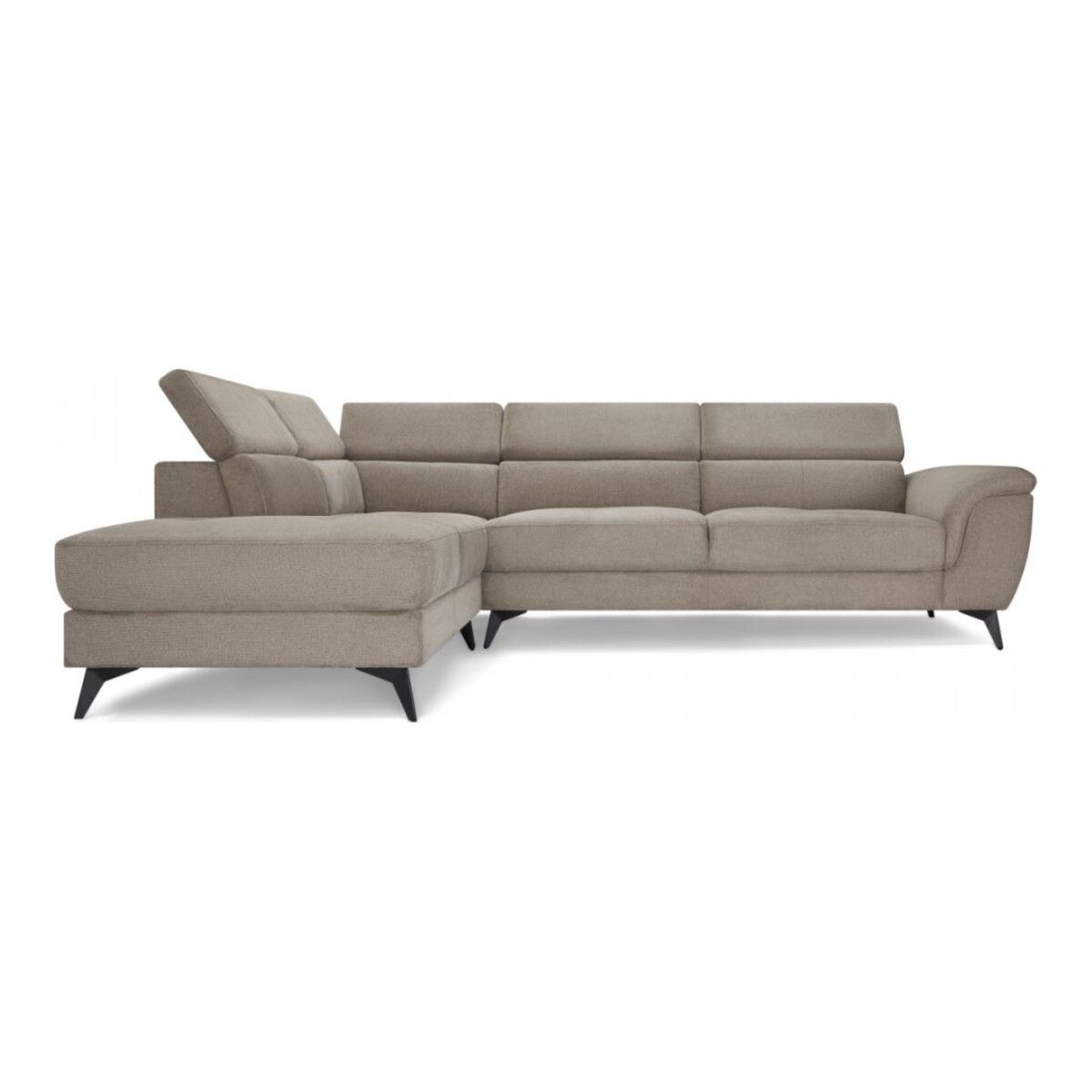 Ecksofa Sibet Links Taupe - mit OEKO-TEX Bezug & Kopfstütze