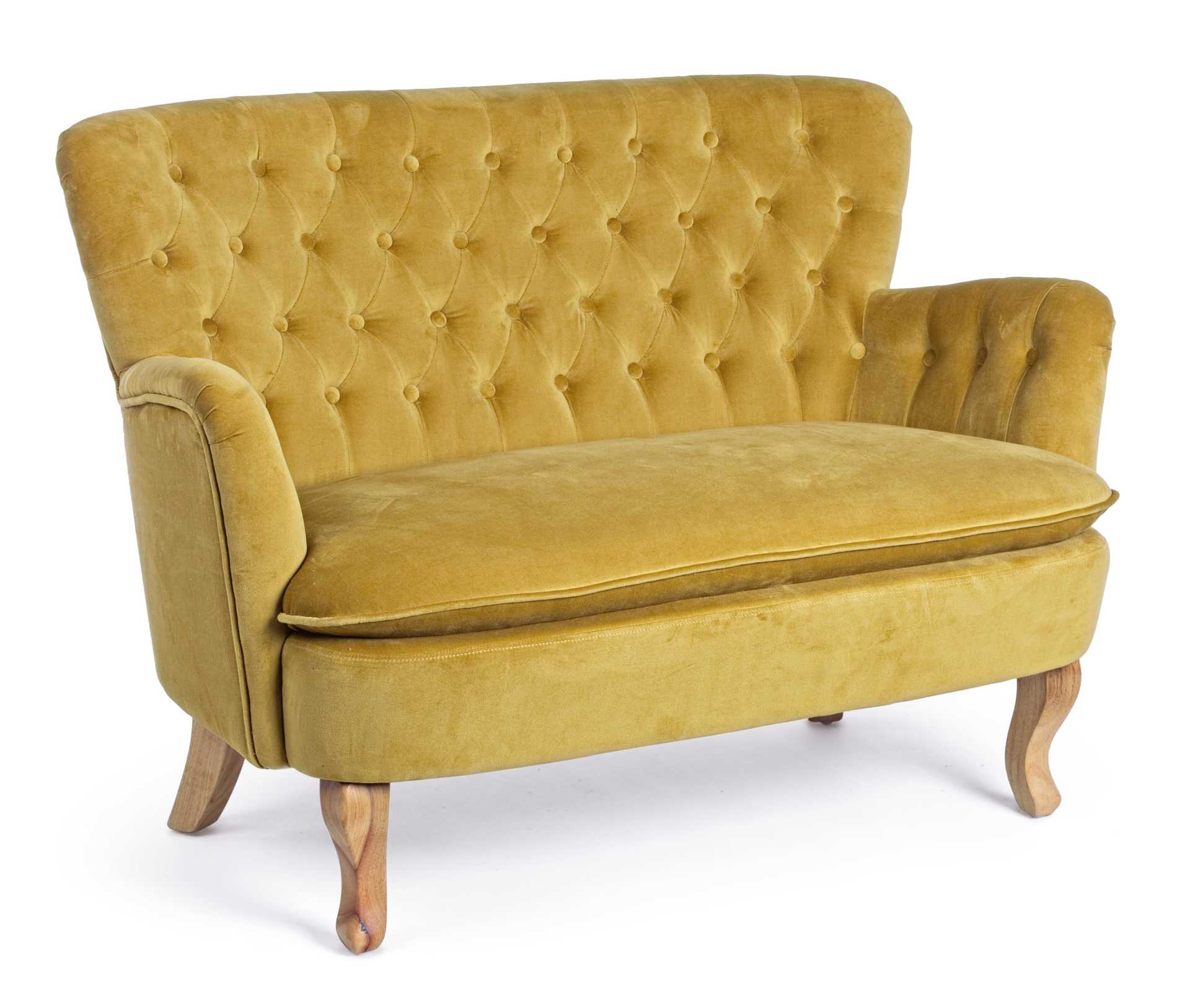 2-Sitzer Sofa Orlins in Samt-Optik, Gelb 2-Sitzer Sofa Orlins in Samt-Optik, Gelb