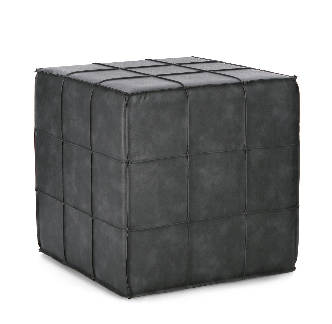 Pouf Larisa aus Kunstleder, Dunkelgrau Pouf Larisa aus Kunstleder, Dunkelgrau
