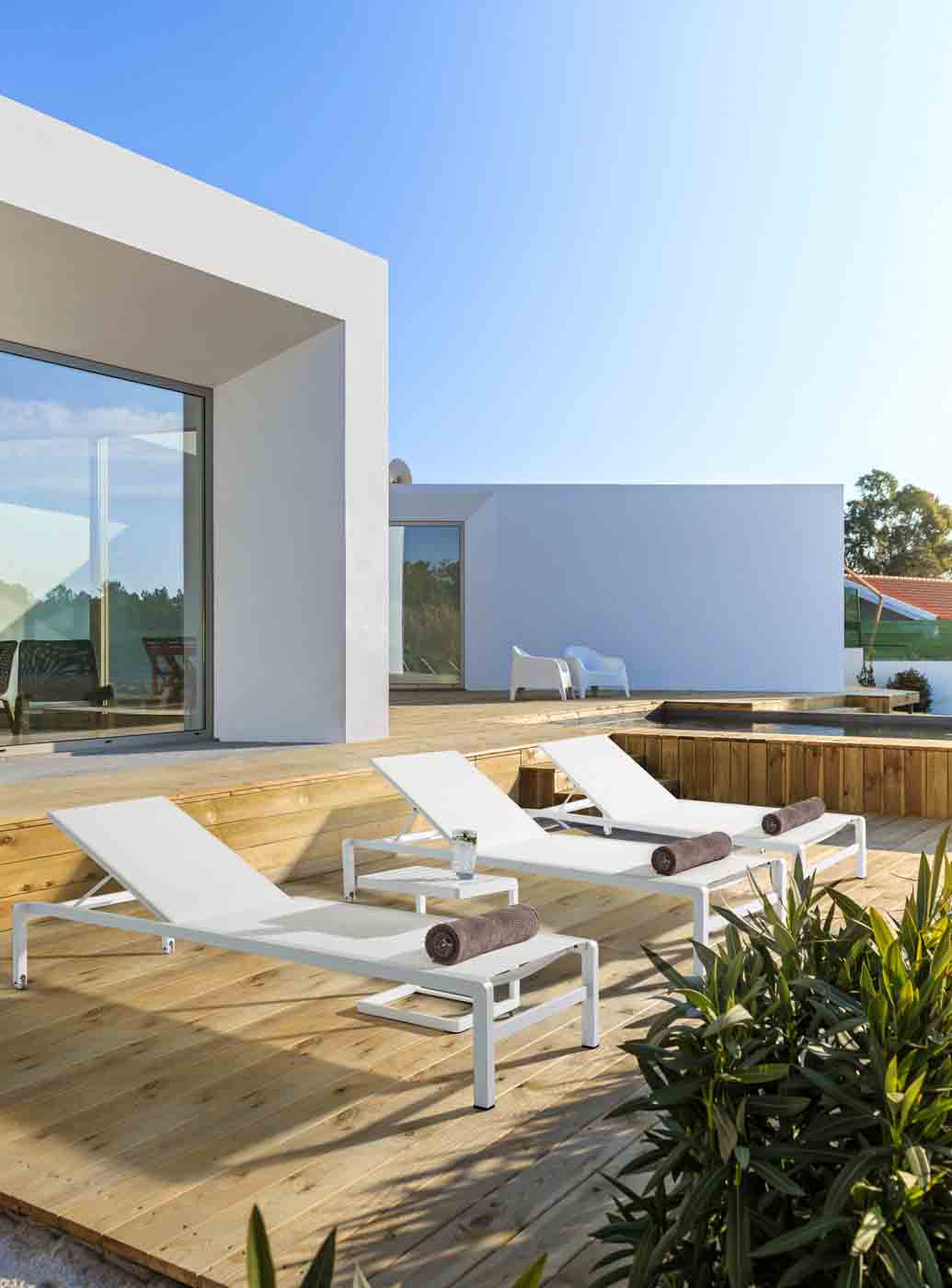 Gartenliege Konnor, Aluminium Textilene, Weiss CX28