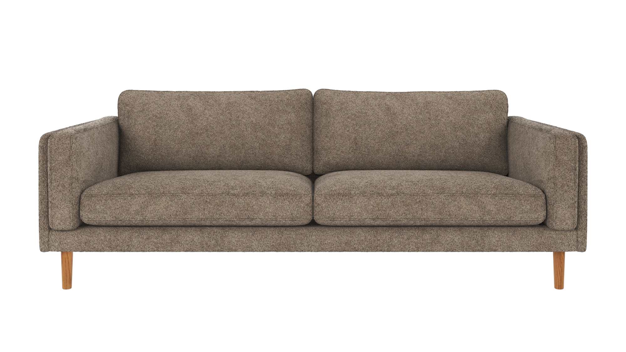 Sofa Braden 3-Sitzer, Beine Eiche, Bezug Anna Dunkelbeige – stilvoller Blickfang für Ihr Zuhause.