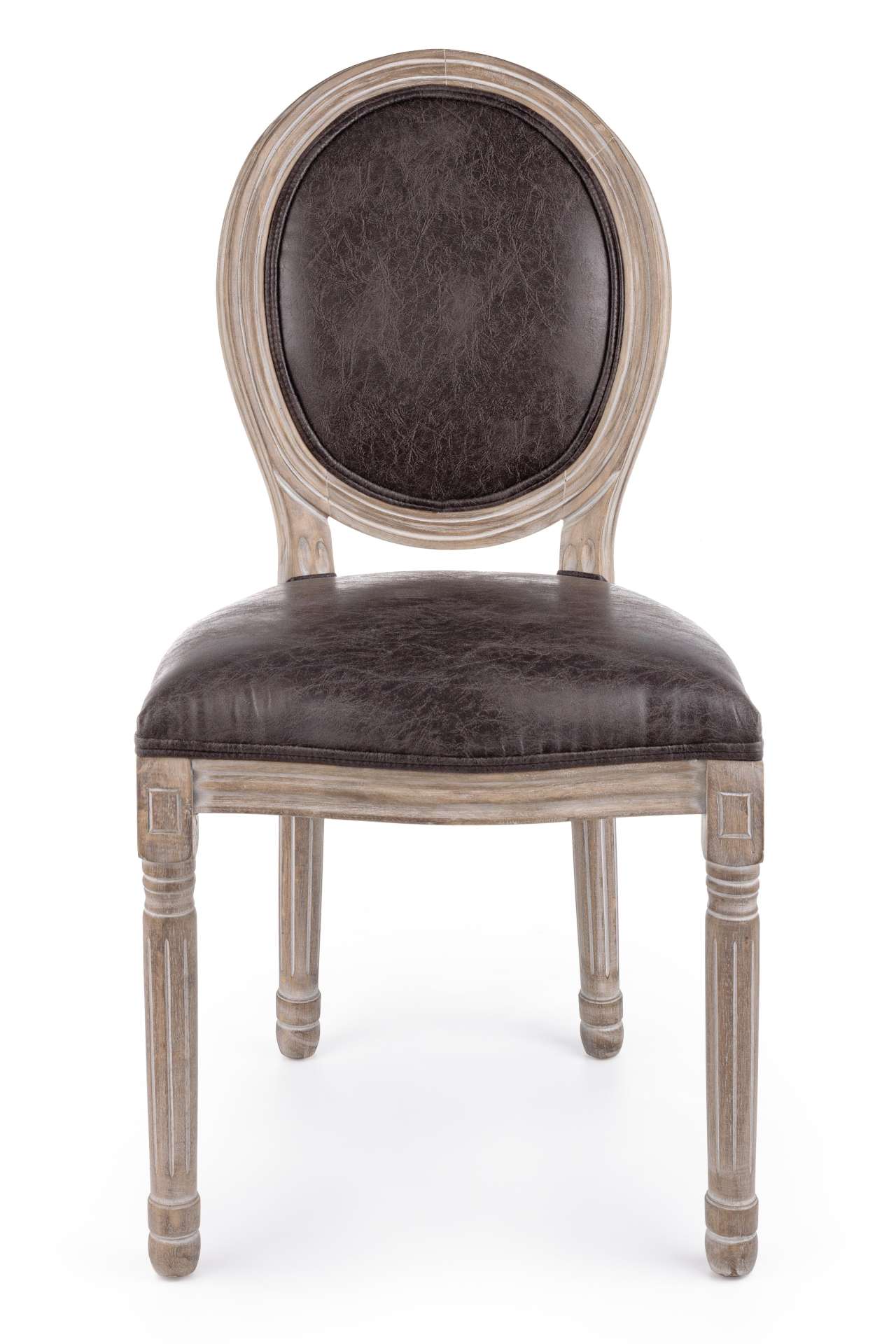 Der Stuhl Mathilde überzeugt mit seinem klassischem Design gefertigt wurde der Stuhl aus Birkenholz, welches natürlich gehalten ist. Die Sitz- und Rückenfläche ist aus einem Kunststoff-Bezug, welcher einen braunen Farbton besitzt. Die Sitzhöhe beträgt 48 