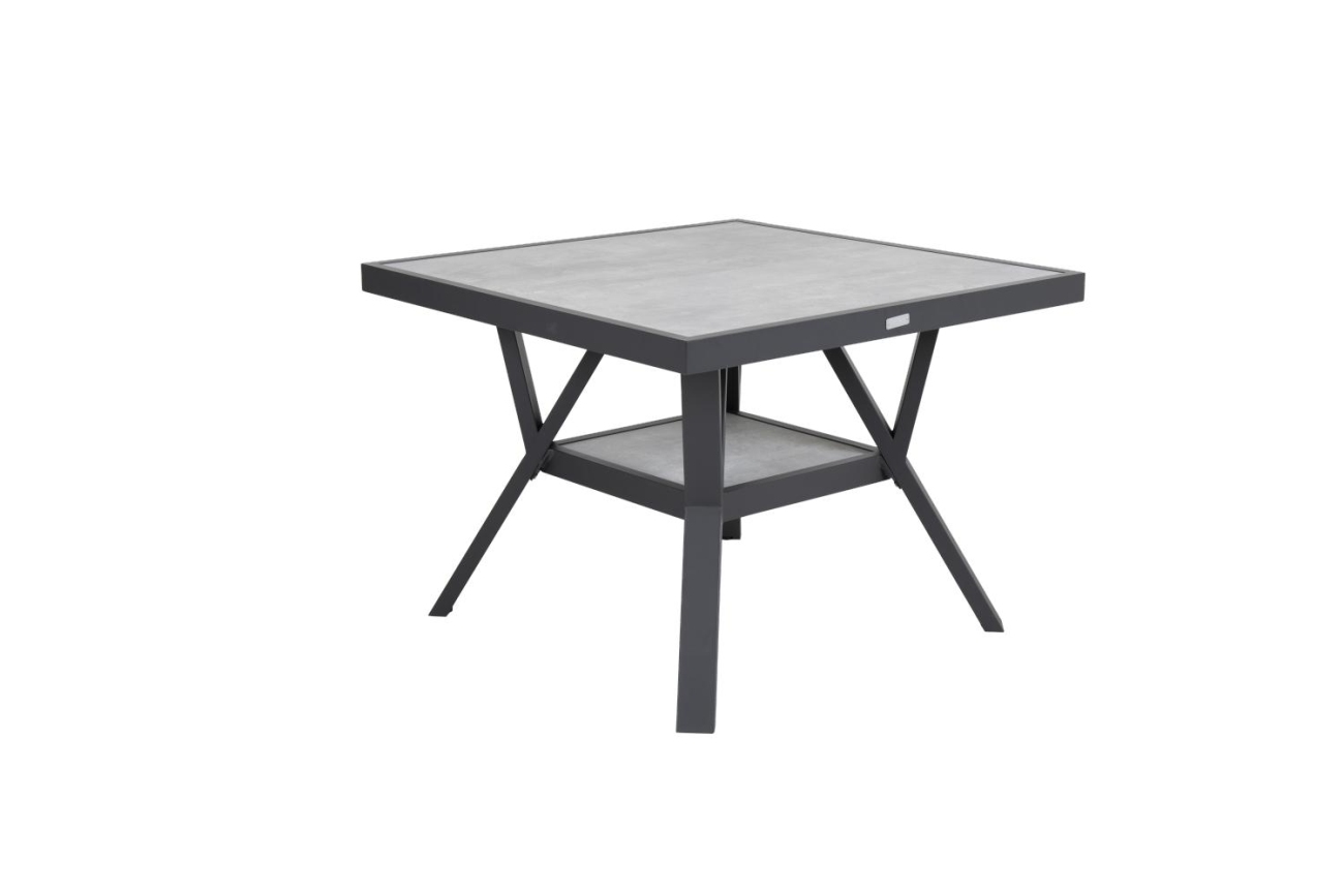 Der Gartentisch Samvaro überzeugt mit seinem modernen Design. Gefertigt wurde die Tischplatte aus Granit und hat einen hellgrauen Farbton. Das Gestell ist aus Metall und hat eine Anthrazit Farbe. Der Tisch besitzt eine Länge von 90 cm.