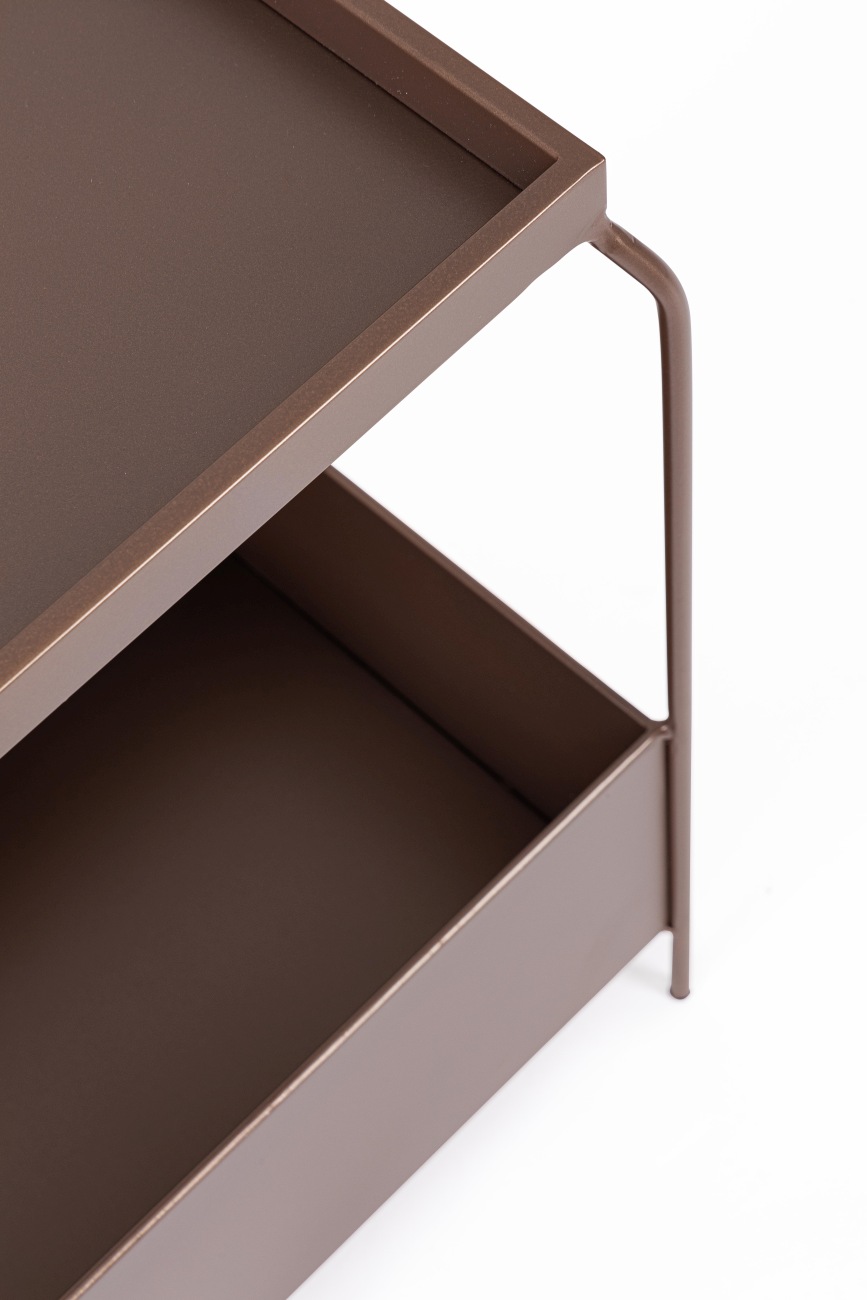 Nachttisch Godric aus Metall, Braun