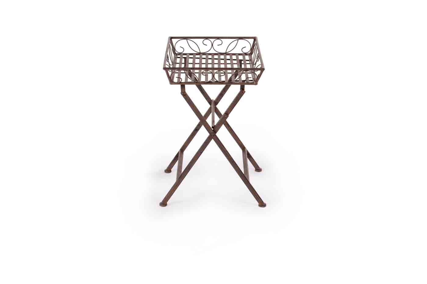 Gartentisch Melanie aus lackiertem Metall in einem klassischen Design. Outdoor geeignet. Farbe Braun. Marke Bizotto.