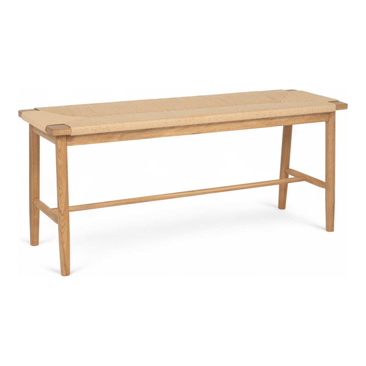 Bank Emirsa aus Eichenholz und Papiergarn - 110 cm, Natur/Beige | Natur/ Beige