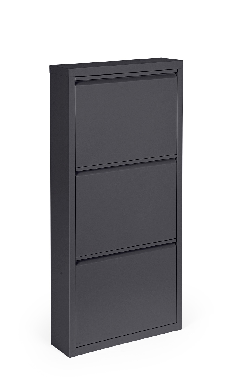 Schuhschrank Eyvin aus Metall 3er, Schwarz Schuhschrank Eyvin aus Metall 3er, Schwarz