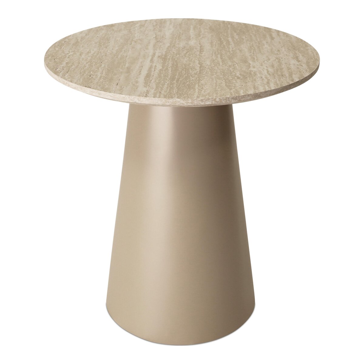 Beistelltisch Oganto Ø45 cm in Travertin-Dekor, Beige