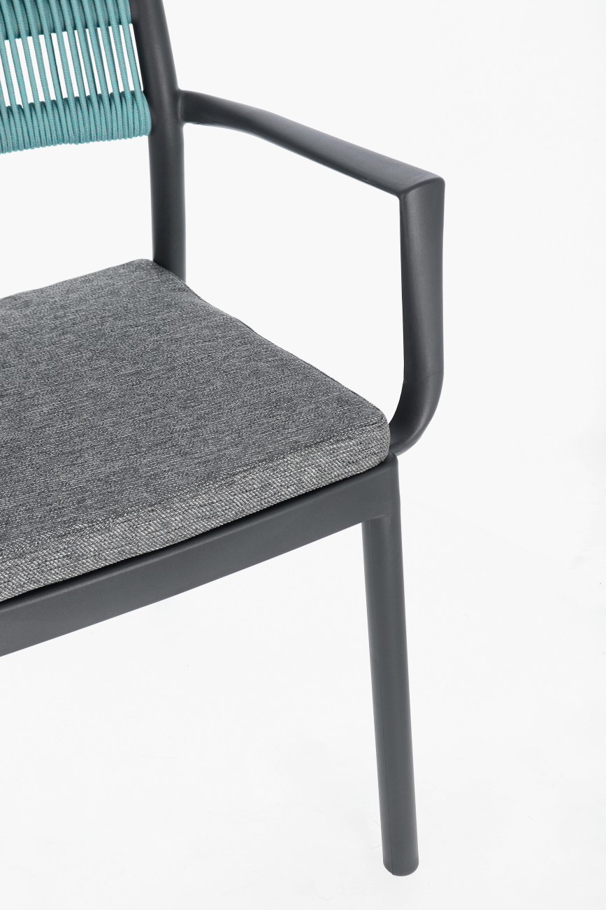 Gartenstuhl Alvin mit Armlehne, Anthrazit / Avio