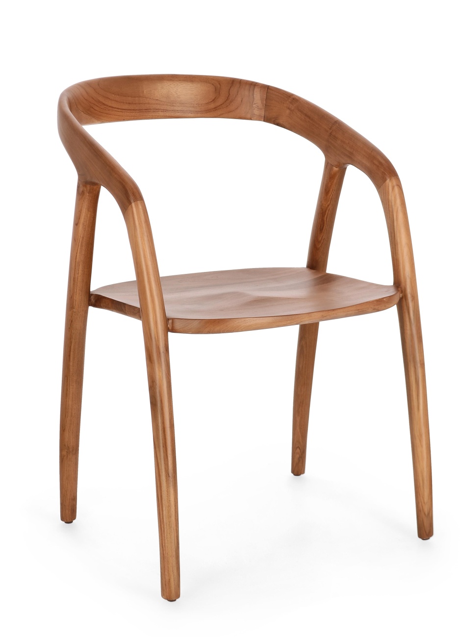 Der Esszimmerstuhl Dotty überzeugt mit seinem modernen Stil. Gefertigt wurde er aus Teakholz, welcher einen natürlichen Farbton besitzt. Der Stuhl besitzt eine Sitzhöhe von 46 cm.