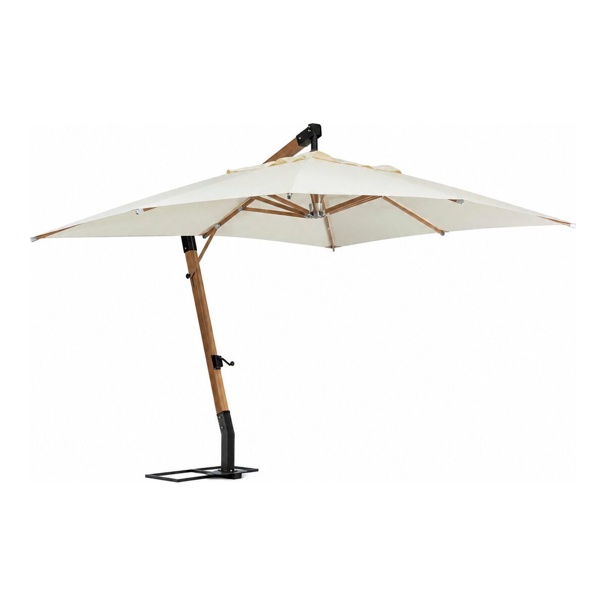 Ampelschirm Capua - Teakholz Natur, Polyester-Stoff Ecru, 3x3 m