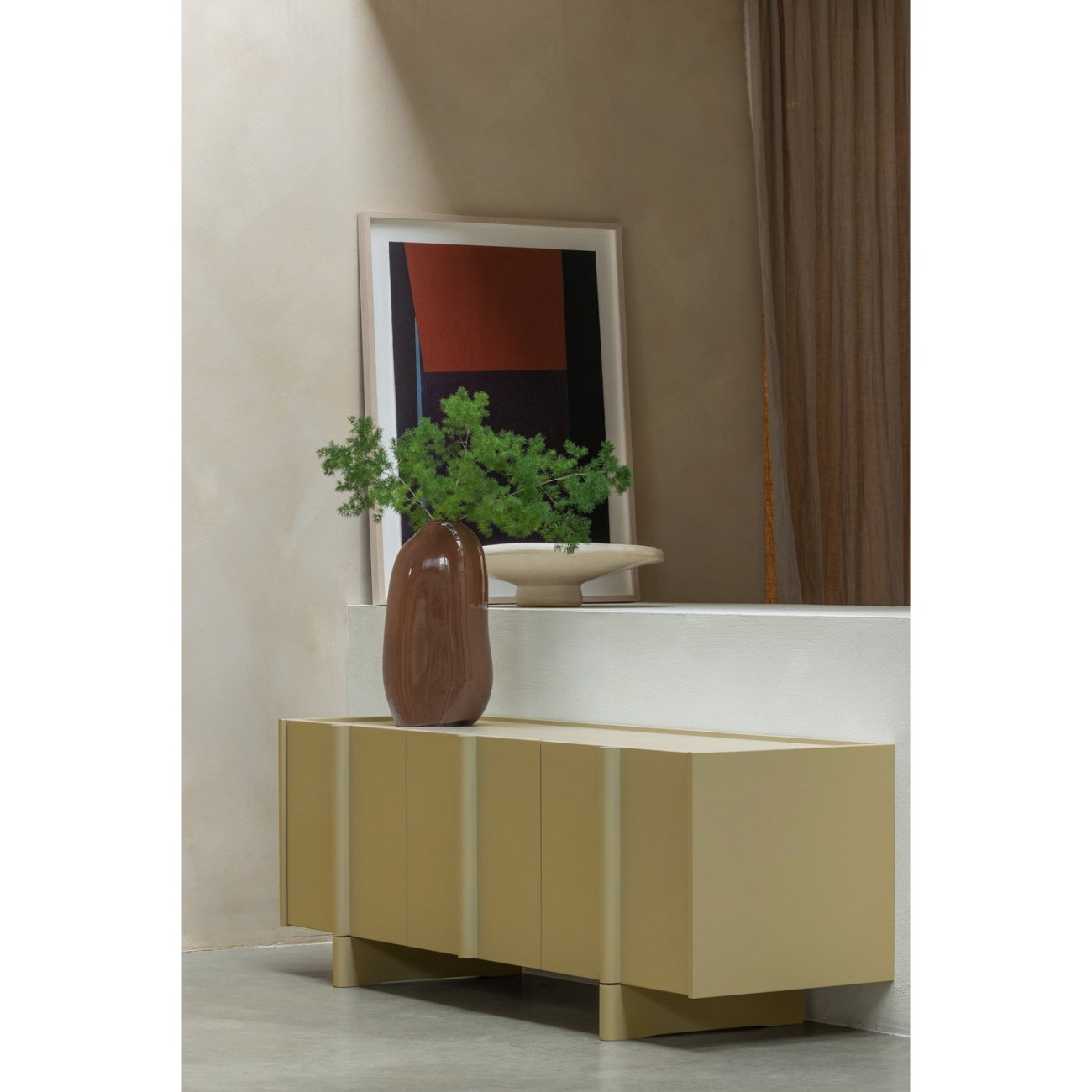 TV-Board Basu aus Kiefernholz 152 cm, Olive