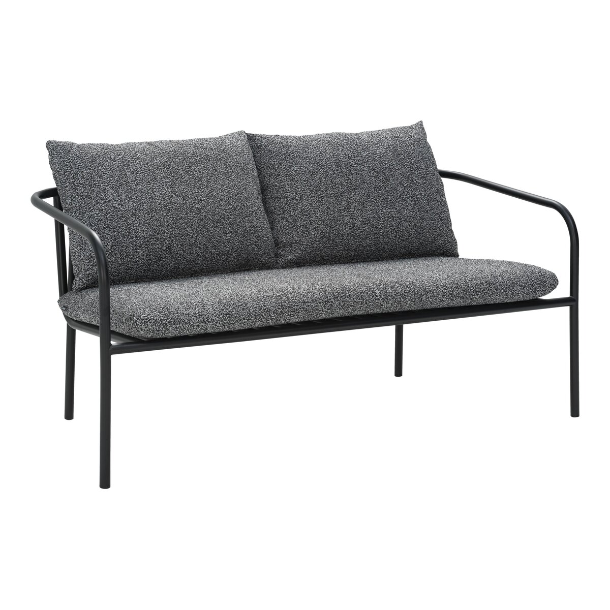 Gartensofa Bendt 2-Sitzer, Aluminium & Teddy-Stoff, Anthrazit/Schwarz