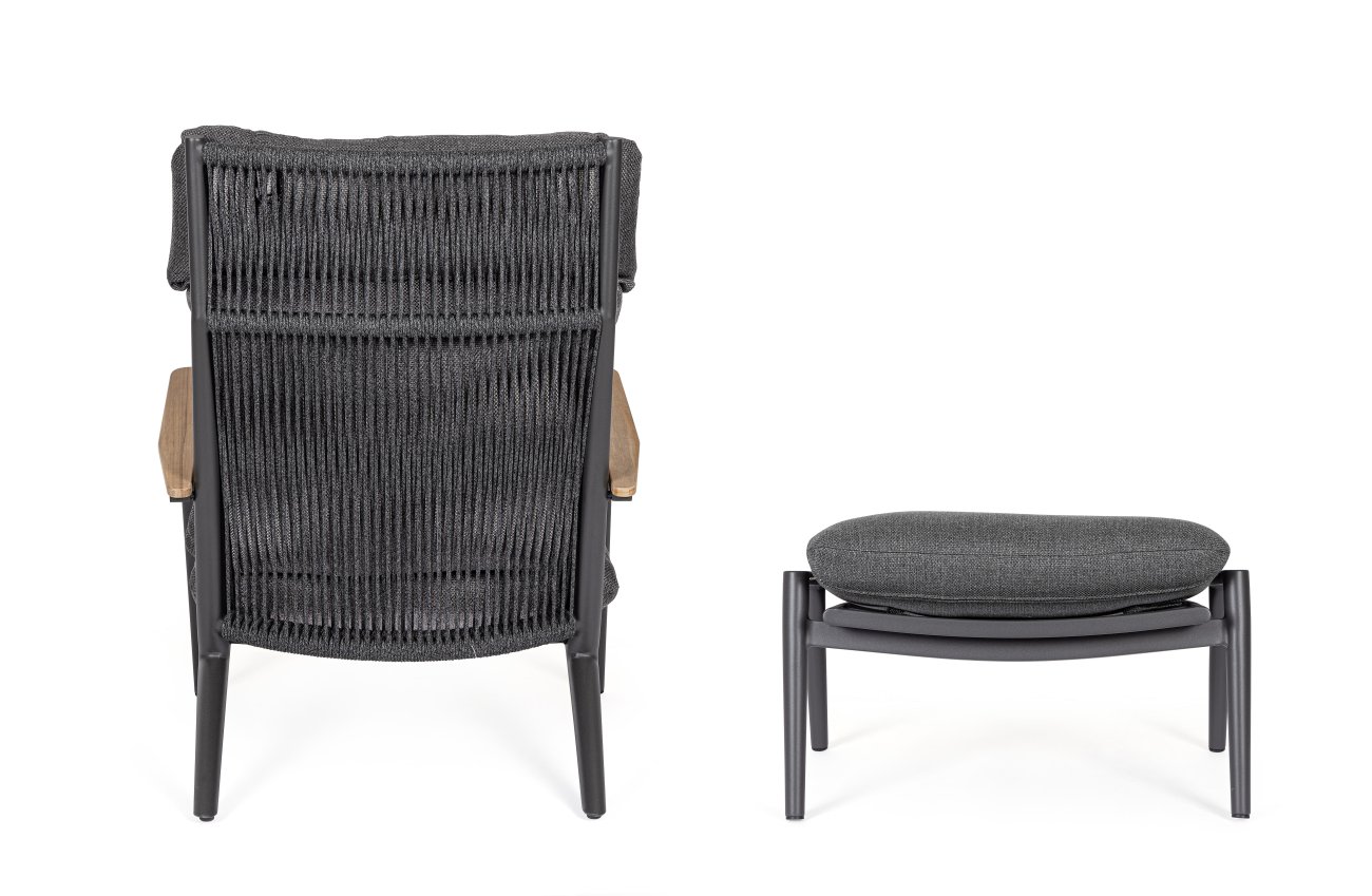 Gartensessel Hibiskus mit Hocker, Anthrazit