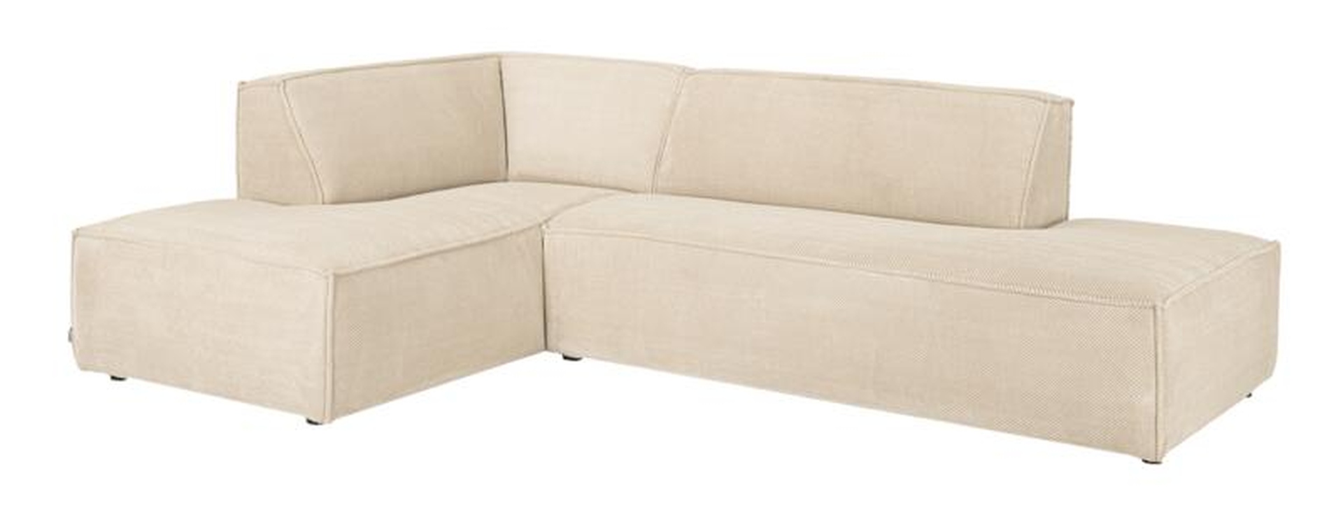 Das Ecksofa Cliff wurde aus weichem Stoff gefertigt, welcher einen Beigen Farbton besitzt. Das Sofa überzeugt mit seinem modernem Design. Diese Variante hat die Ausführung Links.