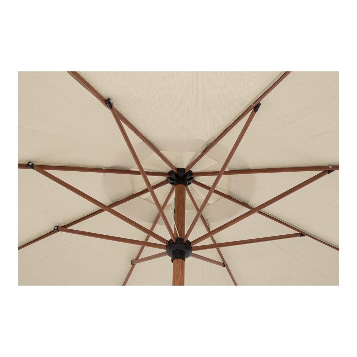 Sonnenschirm Palinuro - Metall Naturbraun in Holzoptik, Polyester-Stoff Natur, Ø 300 cm