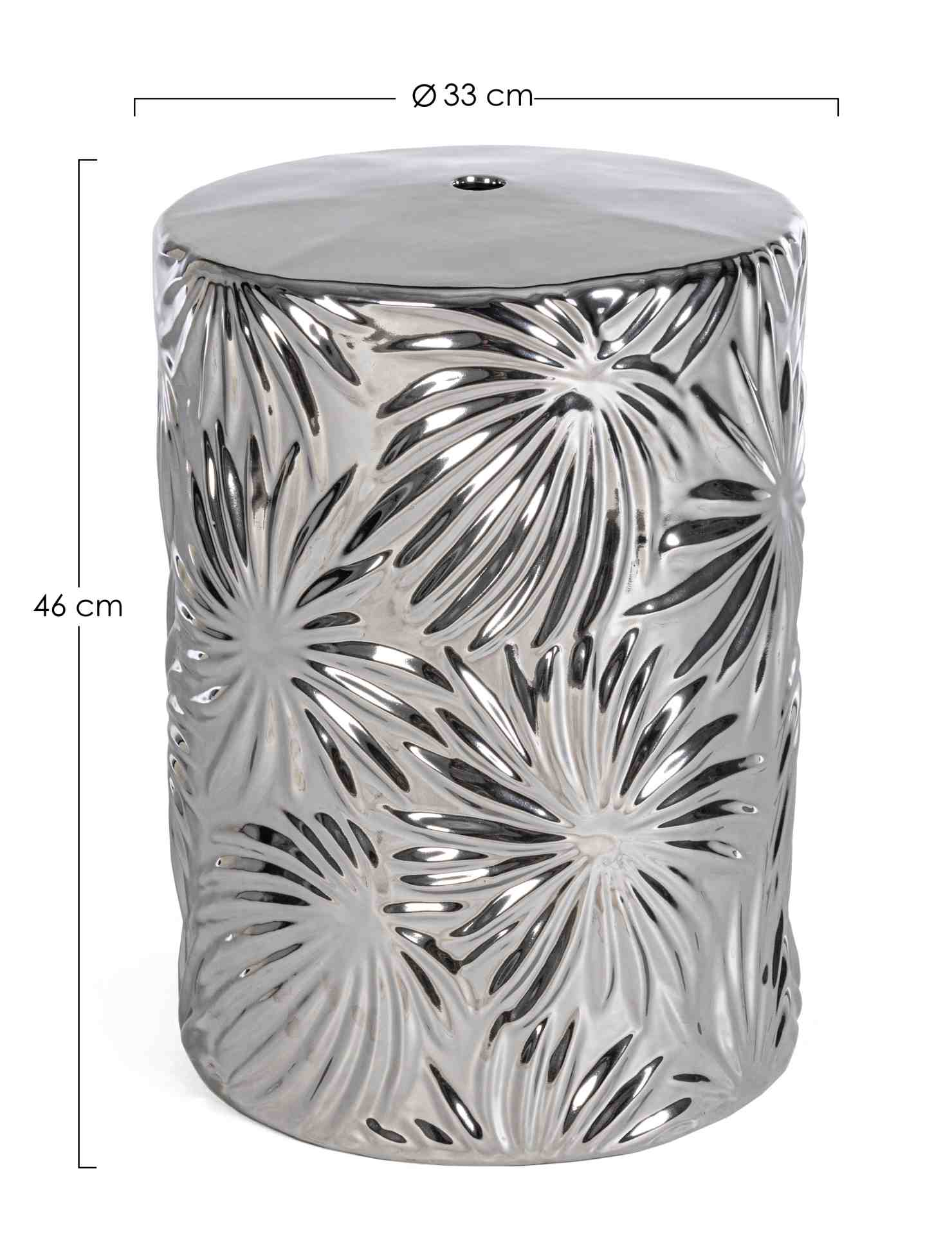 Hocker Sfinge Leaf aus Keramik, Silber