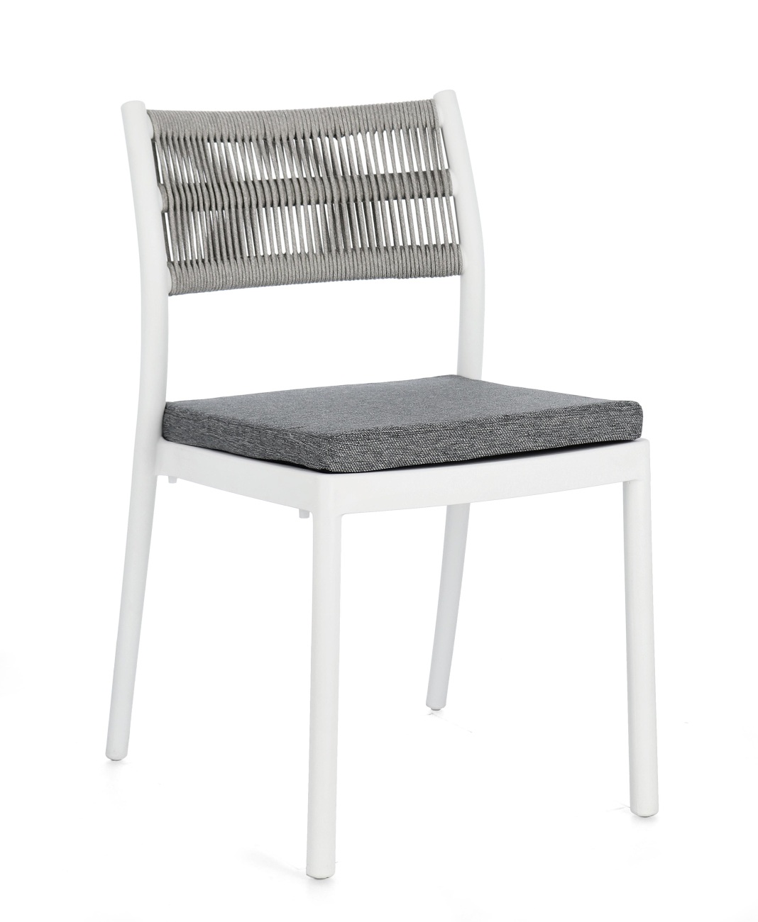 Gartenstuhl Alvin aus Metall, Weiß / Hellgrau Gartenstuhl Alvin aus Metall, Weiß / Hellgrau