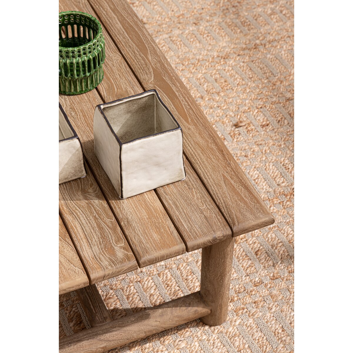 Gartencouchtisch Maynard - recyceltes Teakholz Naturbraun, 120 x 70 cm
