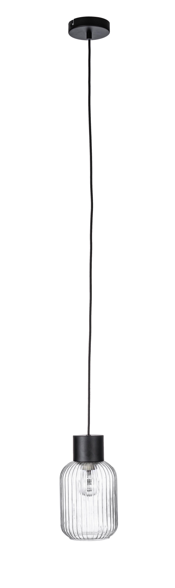 Hängeleuchte Showy mit einer Glühbirne, Schwarz/Klar Hängeleuchte Showy mit einer Glühbirne, Schwarz/Klar