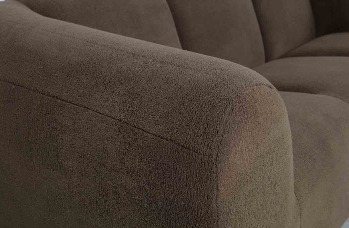 Bequemes 3-Sitzer Sofa Woolly in einem braunen Stoffbezug