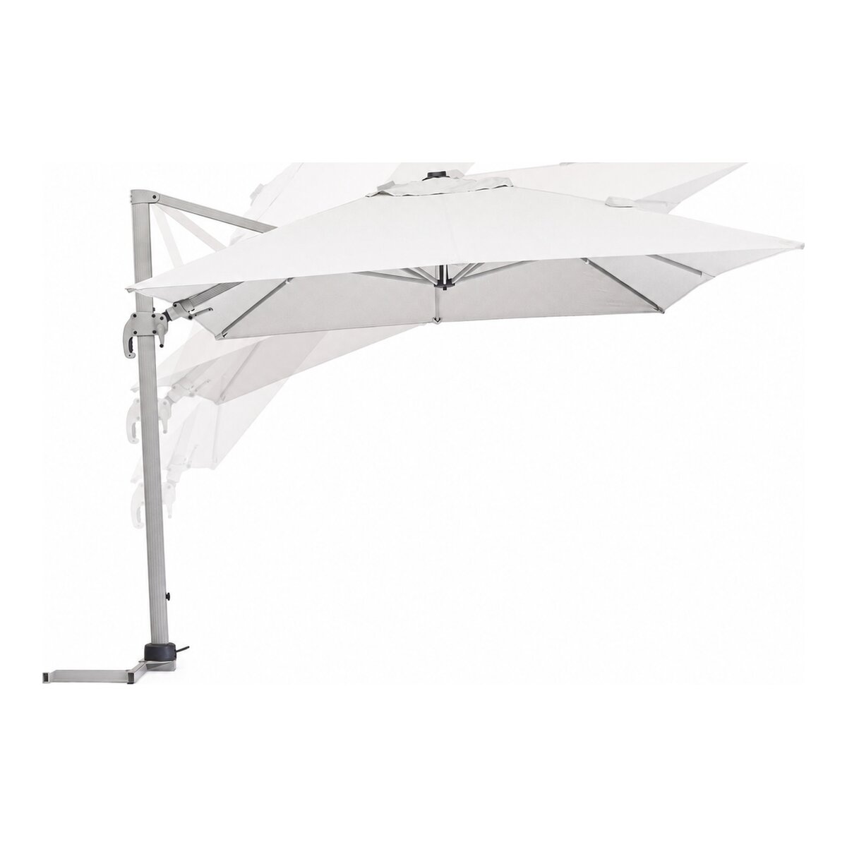 Ampelschirm Saragozza - Aluminium & Polyester-Stoff, Grau, 3x4 m