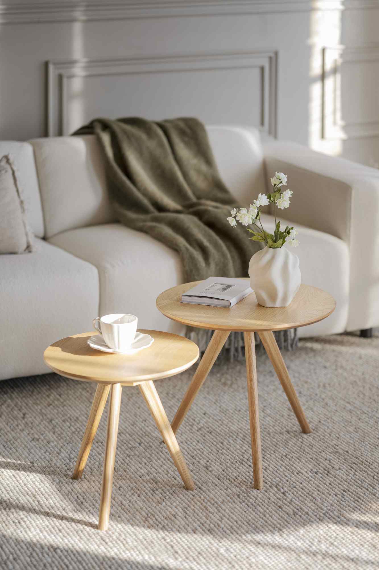 Beistelltisch Yumi 2er-Set, Natur – modernes Design trifft Komfort.