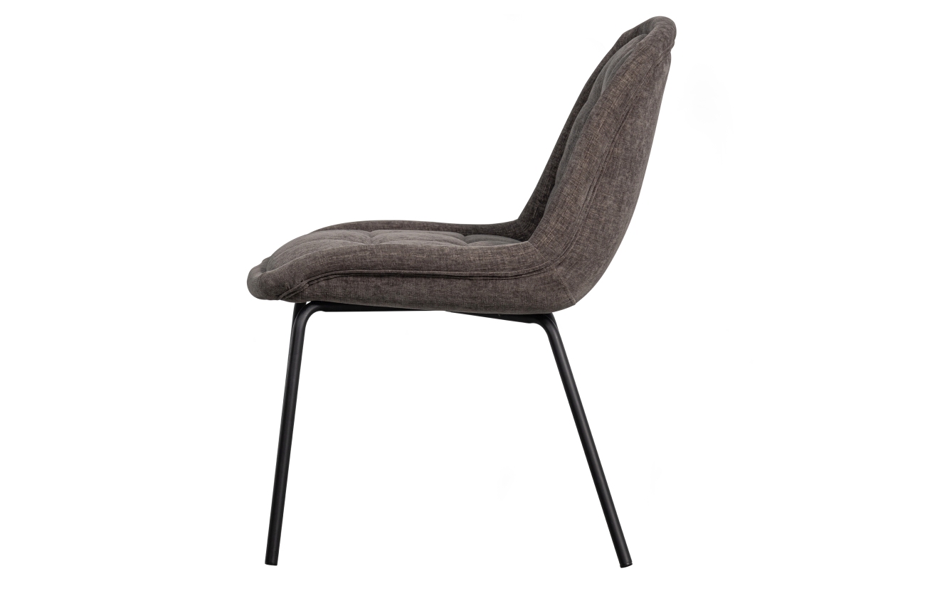 Der Esszimmerstuhl Crate überzeugt mit seinem modernen Stil. Gefertigt wurde er aus Samt, welcher einen grauen Farbton besitzt. Das Gestell ist aus Metall und hat eine schwarze Farbe. Der Stuhl verfügt über eine Sitzhöhe von 47 cm.