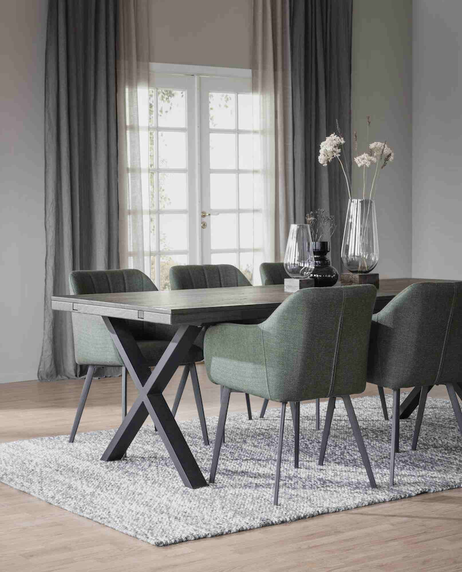 Design trifft Funktion: Esstisch Brooklyn, X-Gestell, 170cm, Braun.