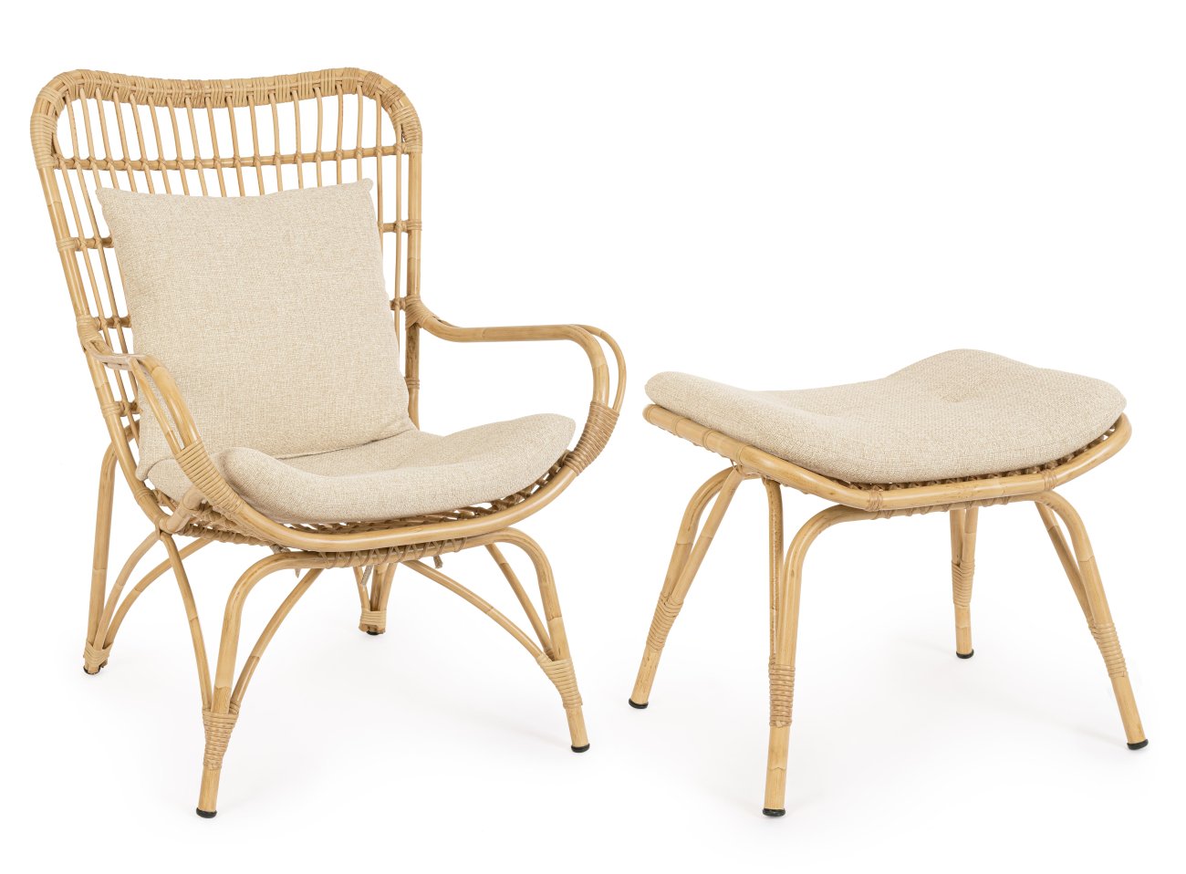 Gartensessel Maela mit Hocker, Natur