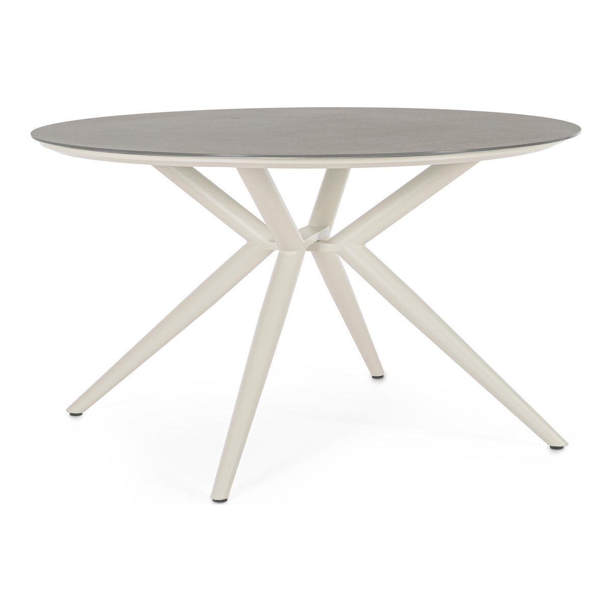 Gartenesstisch Cabas - Aluminium & Naturstein, Ø 130 cm, Cremeweiß