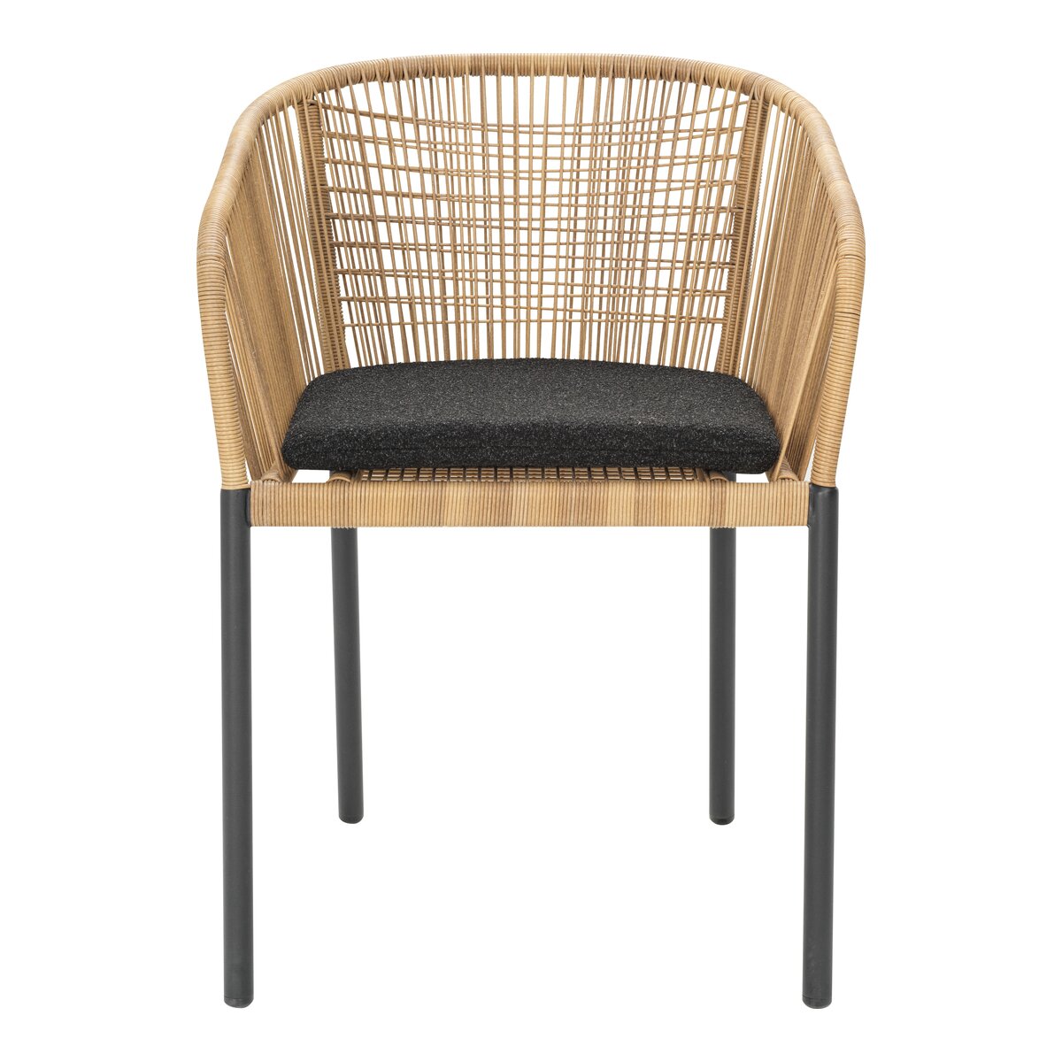 Gartenstuhl Delta mit Armlehnen - Polyrattan, Aluminium, inkl. Kissen, Anthrazit/Natur
