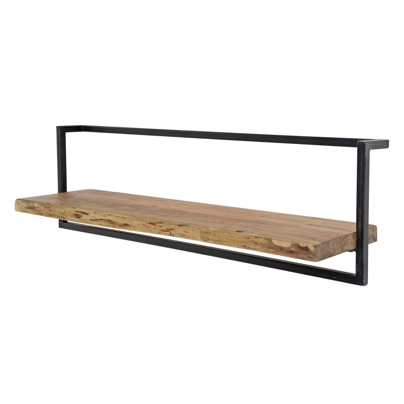 Wandregal Bord - Akazienholz massiv Natur, mit Metallrahmen, 100 cm