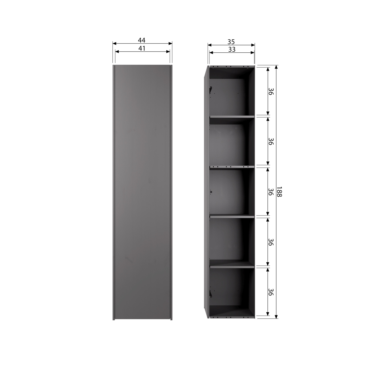 Schrank Teun aus Kiefernholz, Schwarz