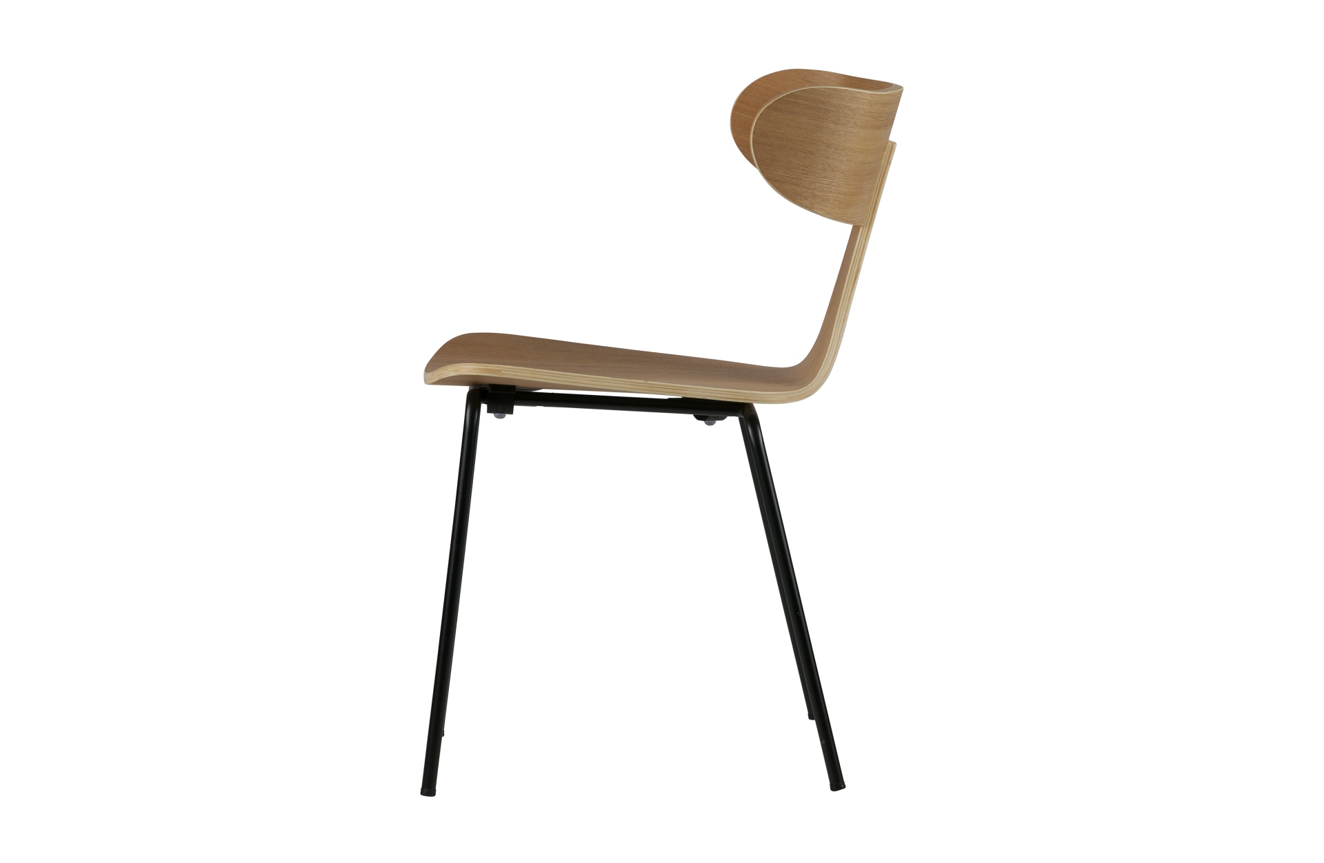 Der Stuhl Form überzeugt mit seinem besonderen Design. Gefertigt wurde der Stuhl aus Holz, welches einen natur Farbton besitzt. Das Gestell ist schwarz und wurde aus Metall gefertigt.