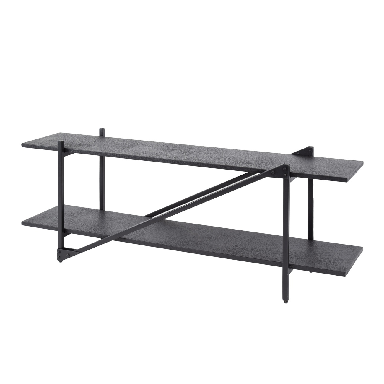 TV-Möbel Piega - Flüssigmetall-Optik Dunkelgrau, 140 cm, 2 Böden TV-Board Pouv - dunkelgraue Metalloptik, mit 2 Böden, 140 cm