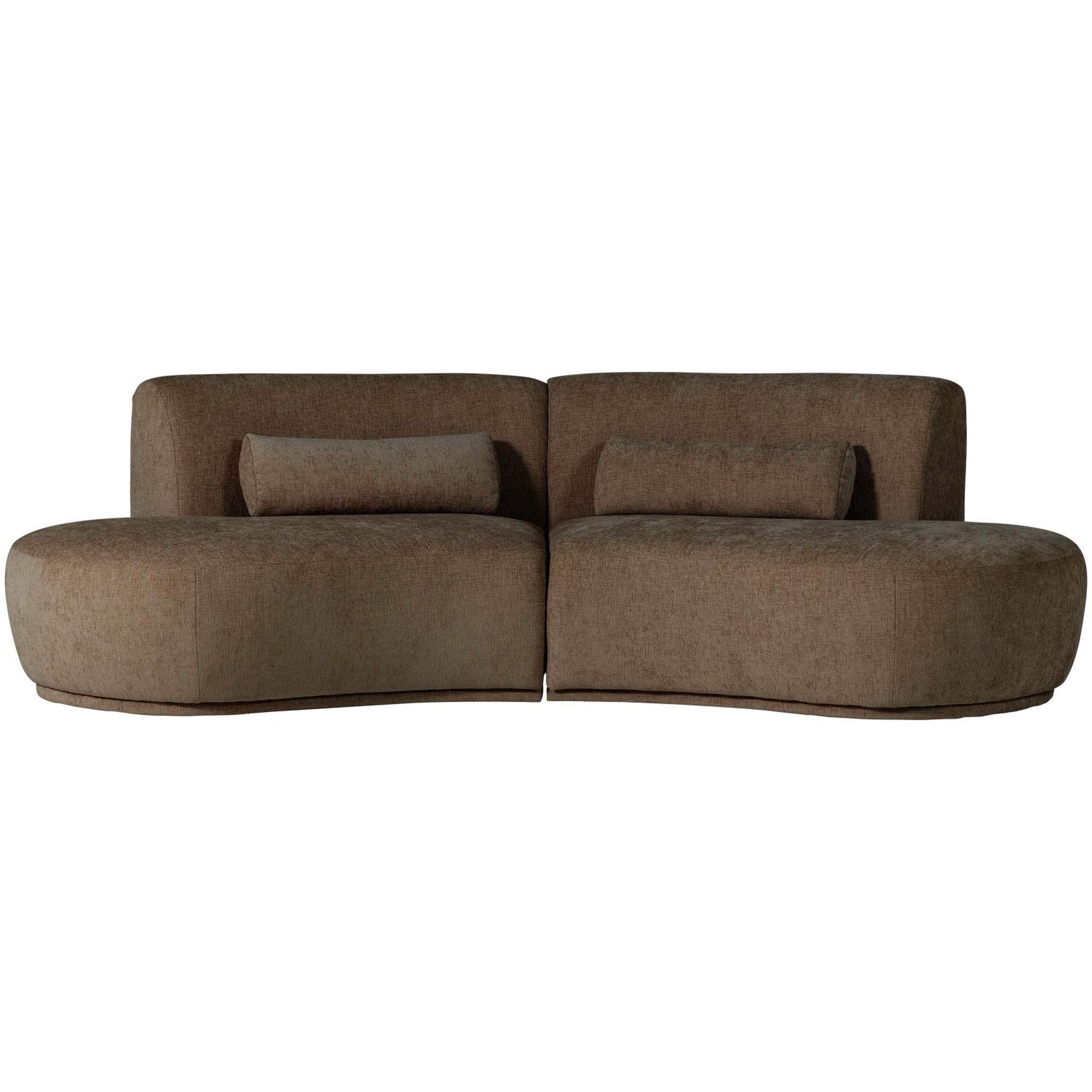 Sofa halbrund mit viel Platz | Webstoff braun | modern & bequem